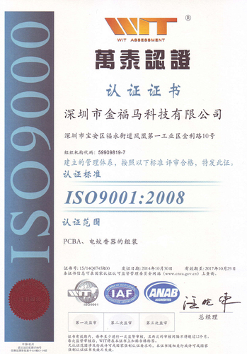 ISO9001:2008质量认证证书
